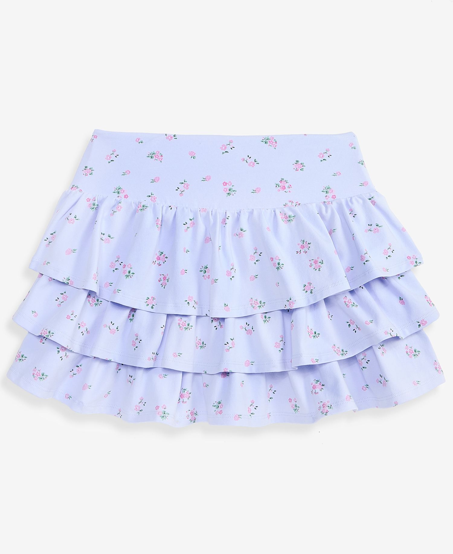 Girls' 7-16 Floral-Print Tiered Skirt