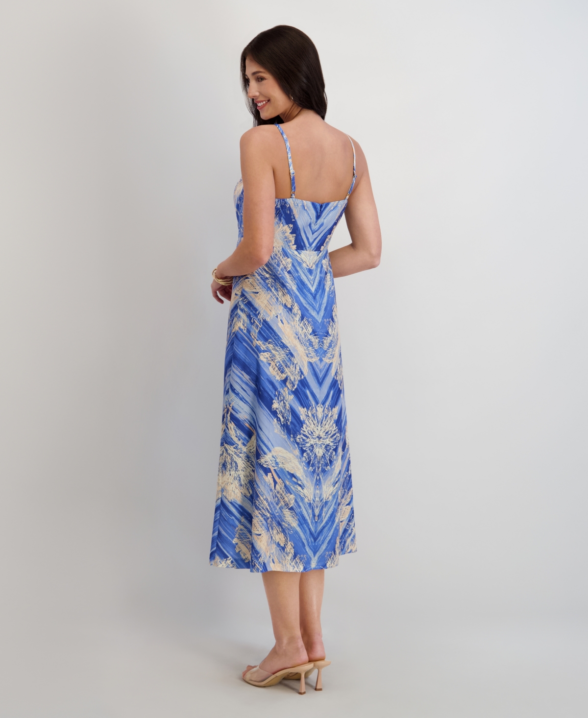 Siena Women's Printed Peachskin V-Neck Midi Dress