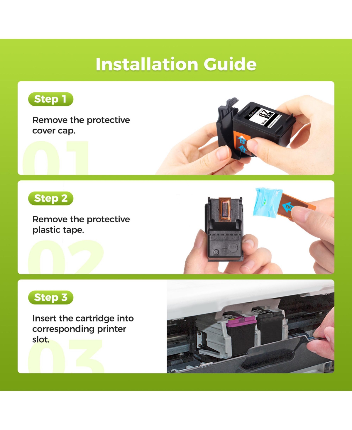 Valuetoner Remanufactured Ink Cartridges Replacement for Hp 67XL 67 Xl for Envy 6000 6055 6055e 6052 6075 6400 6455 Printer (Black, Color, 2-Pack)