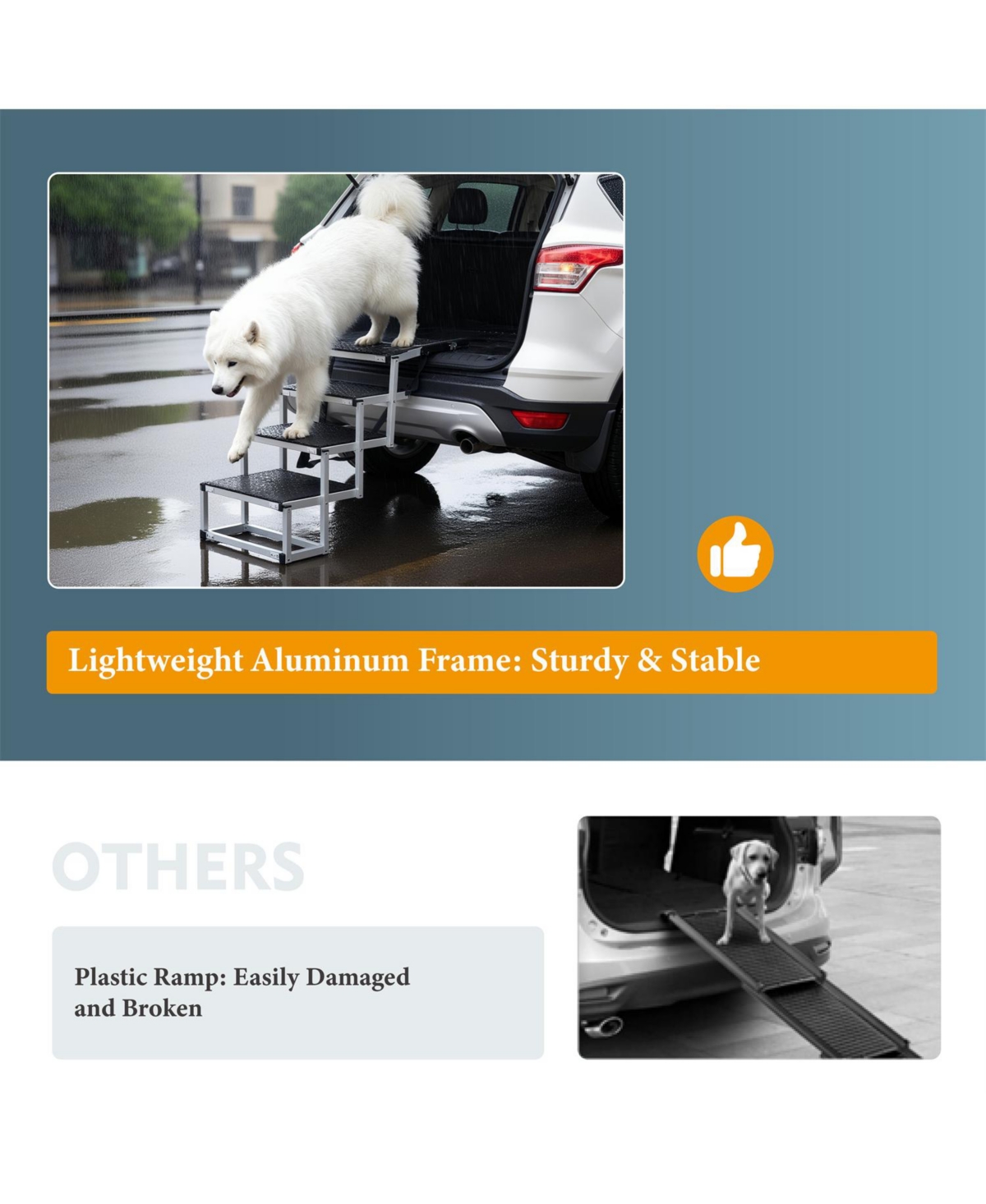 Aostirmotor Foldable Dog Ramp for Cars, SUVs, Trucks in Black