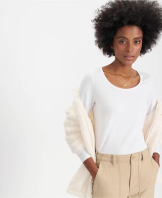 Plus Size Lightweight Jersey Skimming Long Sleeve Scoop Neck T-shirt