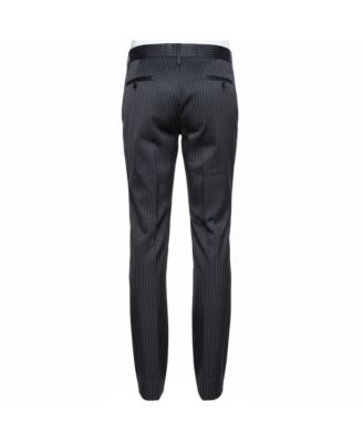 Women's Black Pinstriped Cotton Tailored Pants