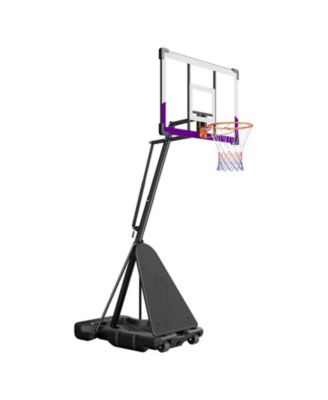 Portable Basketball Hoop, 10 ft Height Adjustable Stand with 48" PC Backboard, Outdoor/Indoor Goal System