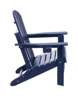 Set of 2 Plastic Adirondack Chairs, All-Weather Folding Patio Chairs with Cup Holder, Ergonomic Armrests