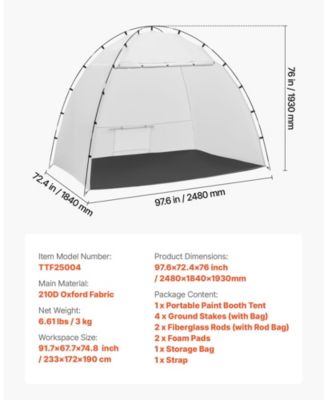 Portable Paint Booth Tent, 91.7 x 67.7 x 74.8 in, Built-in Floor, Mesh Screen, Oxford Spray Shelter