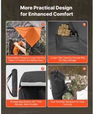 270° Hunting Blind Ground Blind, 1-2 Person Pop-Up Deer Blind with Carrying Bag, Portable Hunting Tent with 3 Horizontal Windows