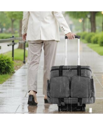 Rolling Laptop Bag for 15.6" Laptop, Wheeled Briefcase with Detachable Trolley, Telescopic Handle, Computer Tote Bag