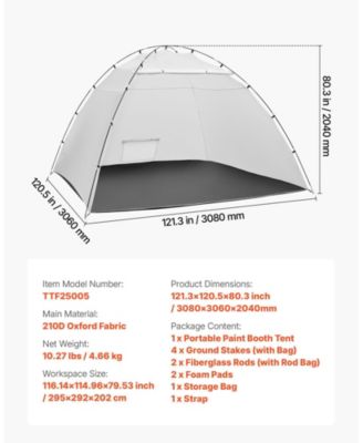 Portable Paint Booth Tent, 116.14 x 114.96 x 79.53 in, Built-in Floor, Mesh Screen, Oxford Spray Shelter