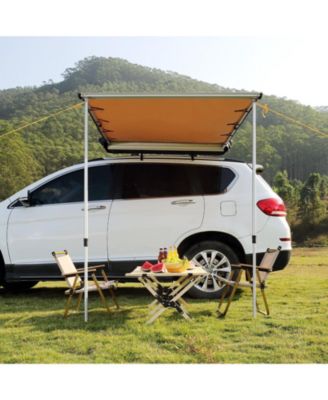Car Side Awning, 6.6' x 8.2' Shade Coverage Vehicle Awning, PU3000mm UV50+ Retractable Awning with Storage Bag, Height Adjustable