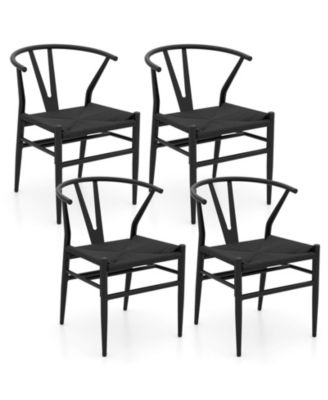 Modern Dining Chair Weave Kitchen Armchairs with Y-Shaped Curved Backrest