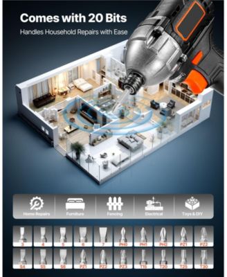 20V Brushless 1/4" Impact Driver Kit, 2800 RPM Max, Battery & Charger, 20 Bits, LED Work Light, Cordless Impact Driver