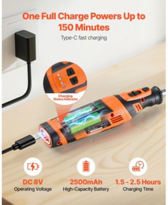 136-Piece Cordless Rotary Tool Kit, DC8V Mini Rotary Tool, 5 Speeds 5000–30000 RPM, Multi-Purpose DIY Tool Set