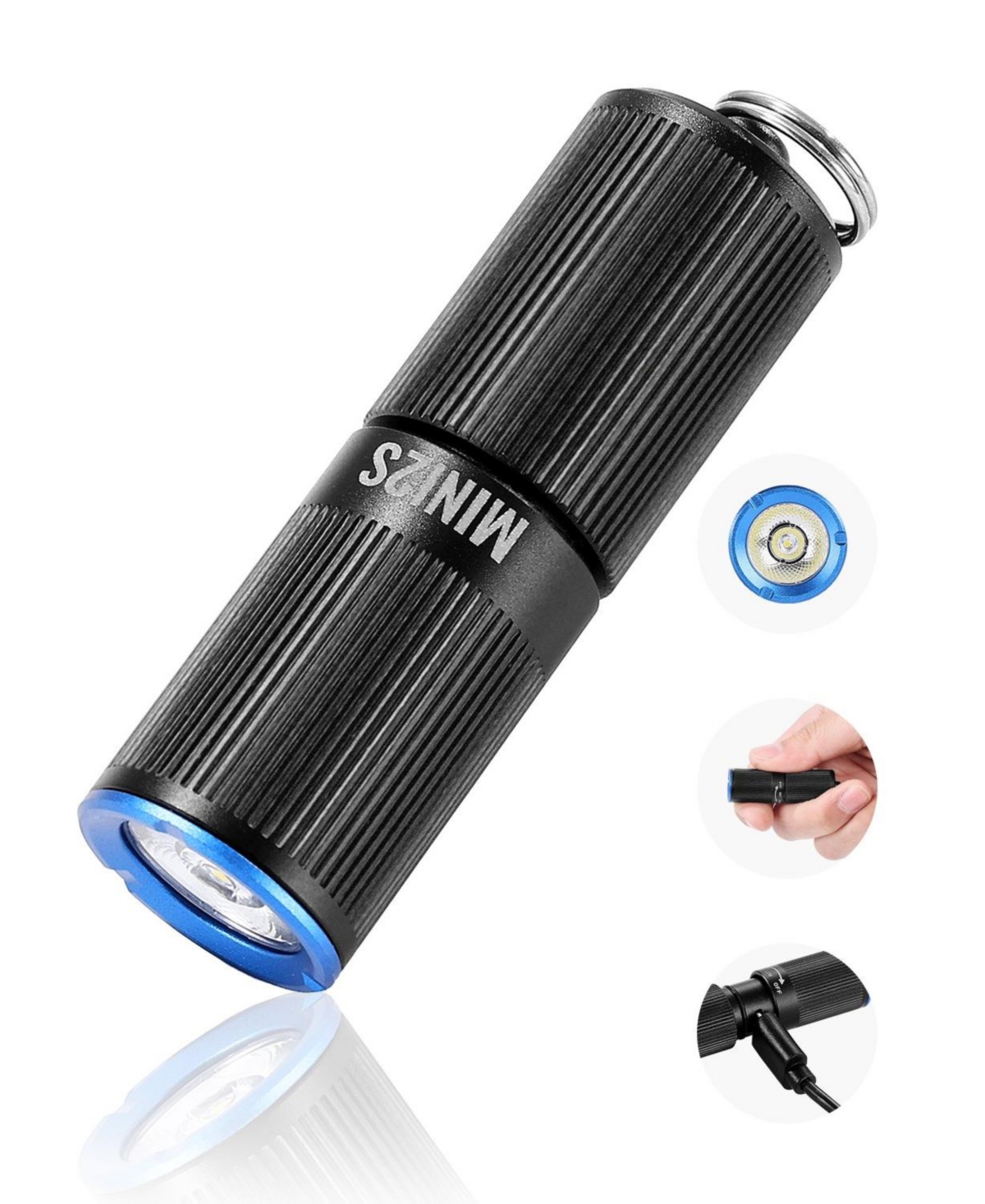 Mecale Rechargeable Mini Keychain Led Flashlight, 200 High Lumens, 2 Lighting Modes, IPX7 Waterproof