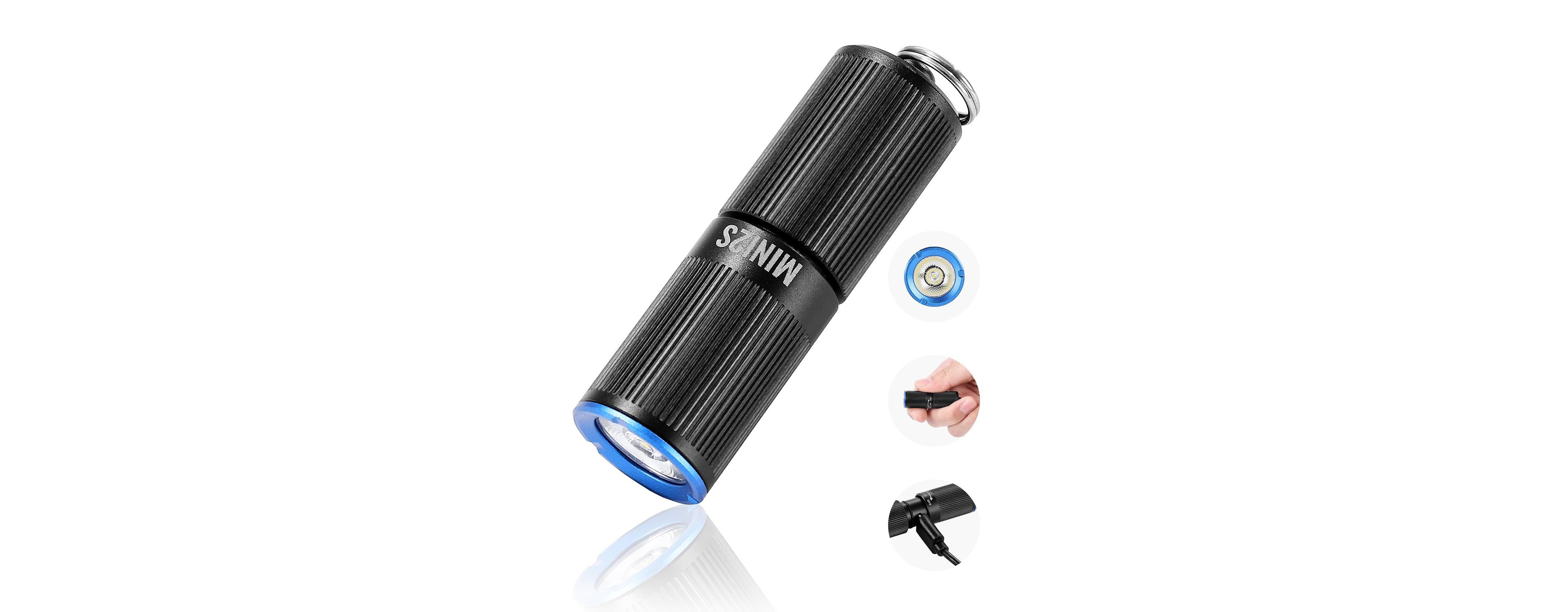 Mecale Rechargeable Mini Keychain Led Flashlight, 200 High Lumens, 2 Lighting Modes, IPX7 Waterproof