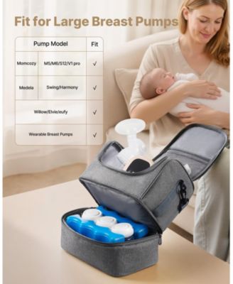Breast Pump Bag with Ice Pack, Fits S1/S2, Storage for Pump Accessories & Breastmilk, Portable Carrying Case for Travel