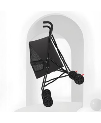 Dog Stroller with Mesh Ventilation, Lightweight Foldable Design in Black
