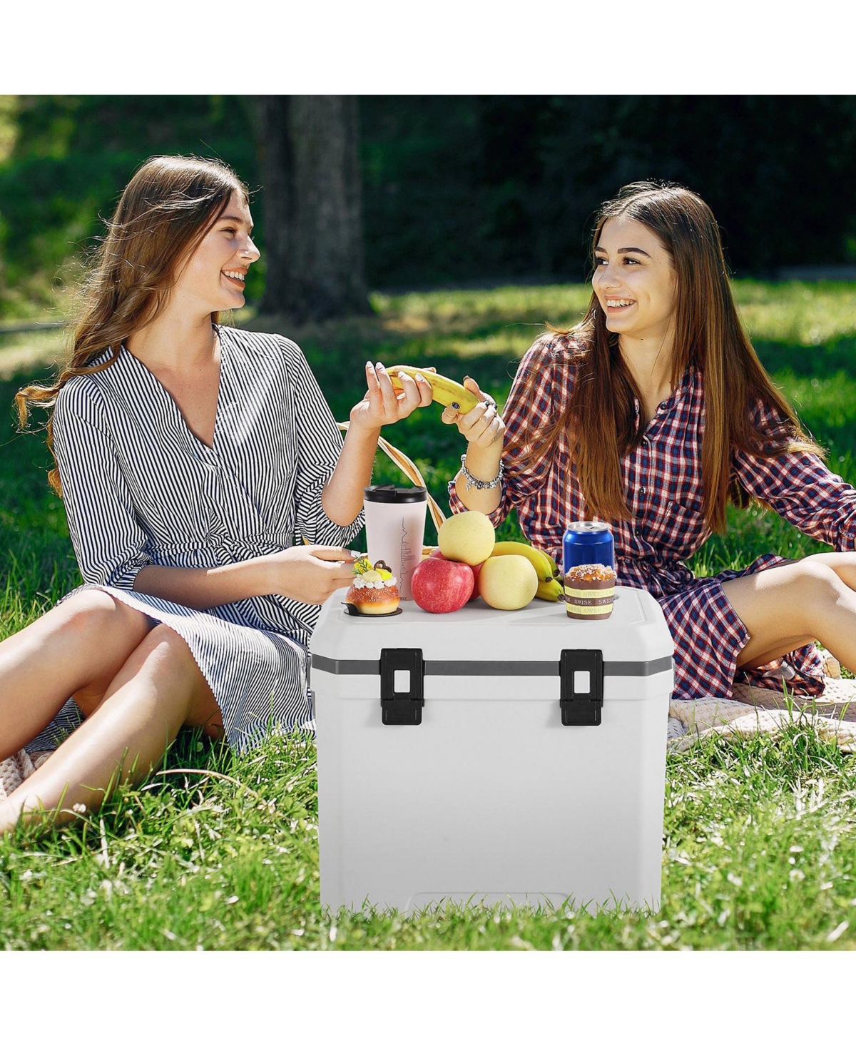 Mecale 38 Qt Portable Hard Cooler with Ice Retention, Heavy-Duty Handles and Cup Holder, Insulated Hard Cooler for Long Trips
