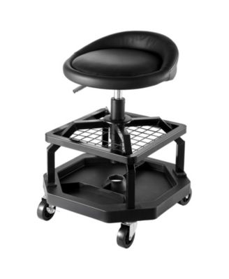 Pneumatic Rolling Shop Stool, Adjustable Height Garage Work Stool, 300 lb Capacity, 360° Swivel Padded Seat with Casters