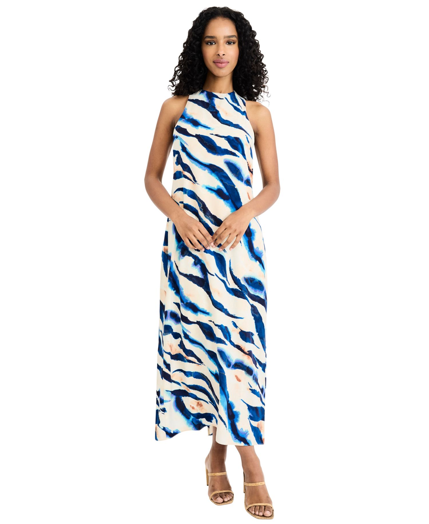Women's Printed Halter Neck Midi Dress