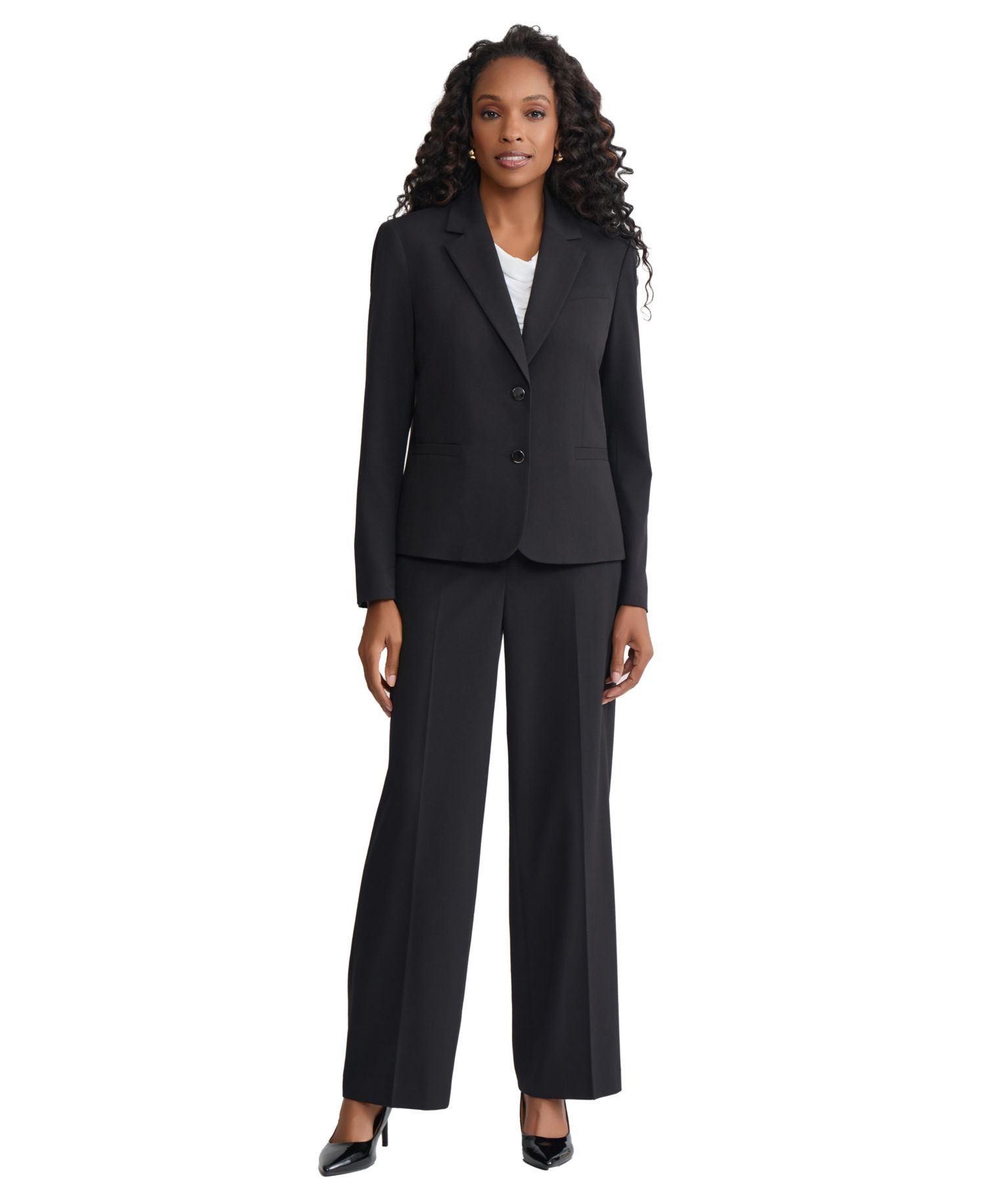 Women's Notch Collar Two Button Stretch Blazer