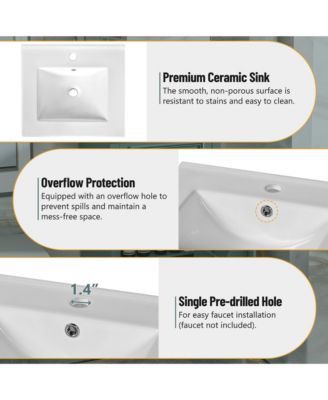 20 in. Bathroom Vanity with Ceramic Sink, Soft Close Door, Adjustable Shelf and Door-Mounted Storage Rack for Small Bathrooms