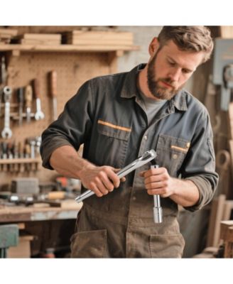 33-Piece 1/2" Drive Socket & Ratchet Set, SAE & Metric, Extension Bar, Storage Case, CR-V Alloy Steel