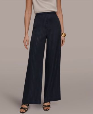 Women's Pinstripe Wide Leg Pull-On Pants