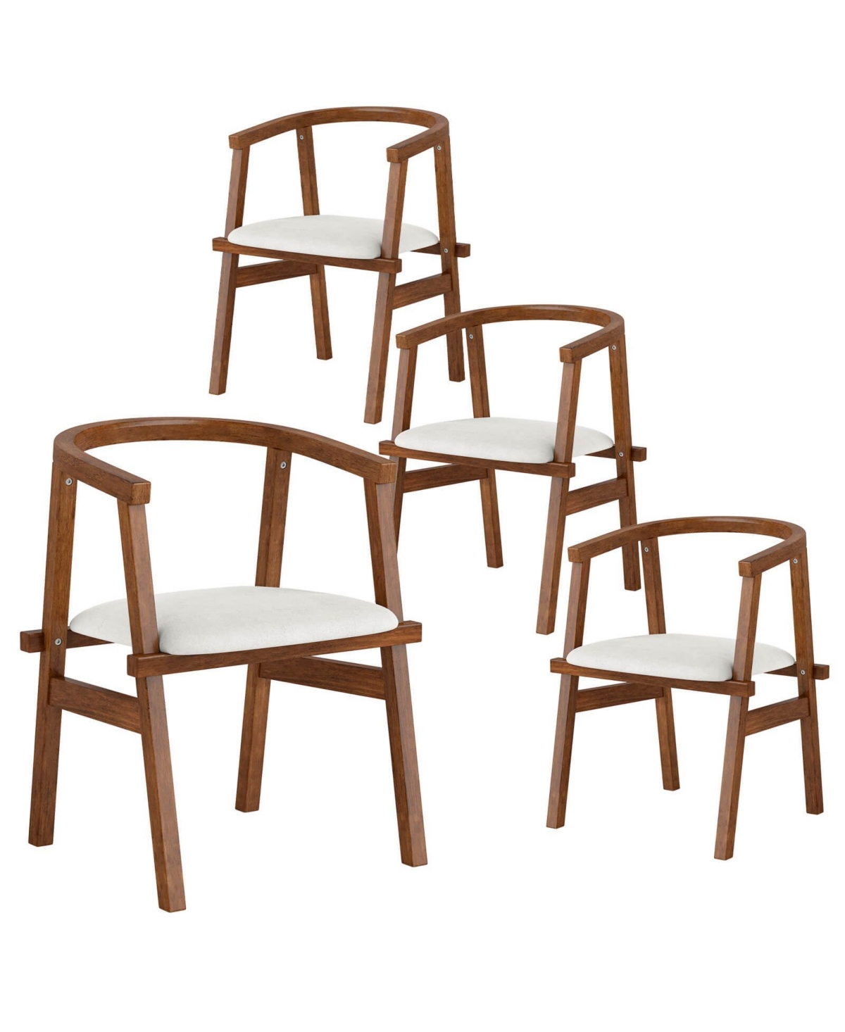 Costway Wooden Dining Chairs with Wrap-around Armrest & Padded Seat for Kitchen