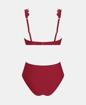Women's V-Neck Underwire High-Waist Bikini Set with Adjustable Wide Straps