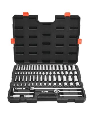 76-Piece 3/8" Drive Socket & Ratchet Set, SAE & Metric, Deep & Shallow, Accessories, Storage Case, CR-V Alloy Steel