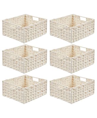 Woven Farmhouse Kitchen Pantry Food Storage Basket Box, 6 Pack, White