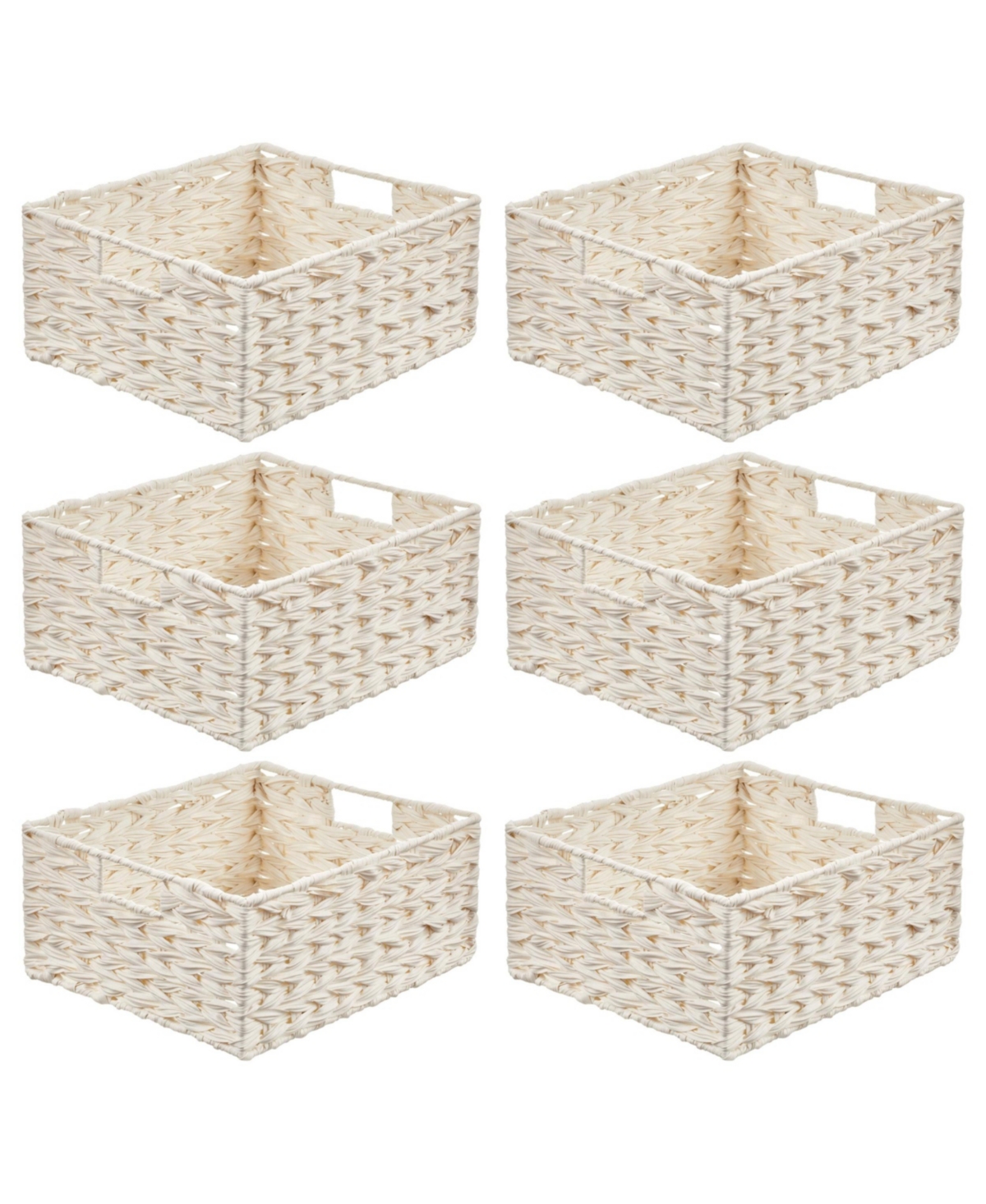 mDesign Woven Farmhouse Kitchen Pantry Food Storage Basket Box, Medium - 6 Pack, White