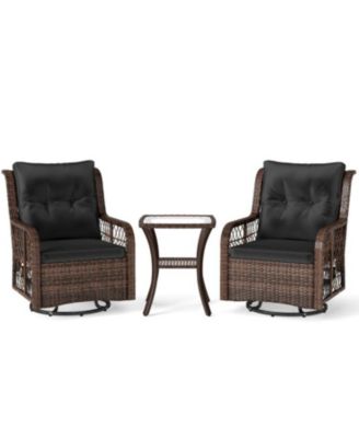 Outdoor 3-Piece Furniture Set with Swivel Gliders and Side Table