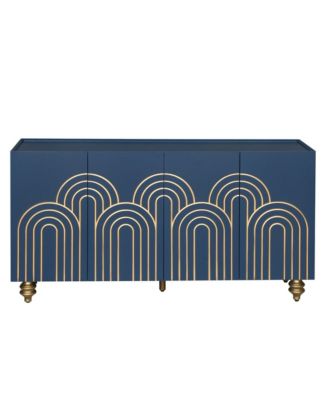 Modern Fluted Sideboard Buffet with 4 Doors and Adjustable Shelves for Kitchen and Dining Room