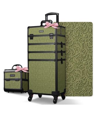 Makeup Train Case Trolley w/ Cube Case Cosmetic Organizer Rococo