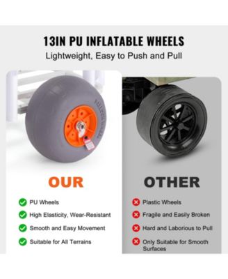 Beach Fishing Cart, 300 lbs Capacity, Aluminum Pier Wagon with Two 13" PU Balloon Tires and 8 Rod Holders