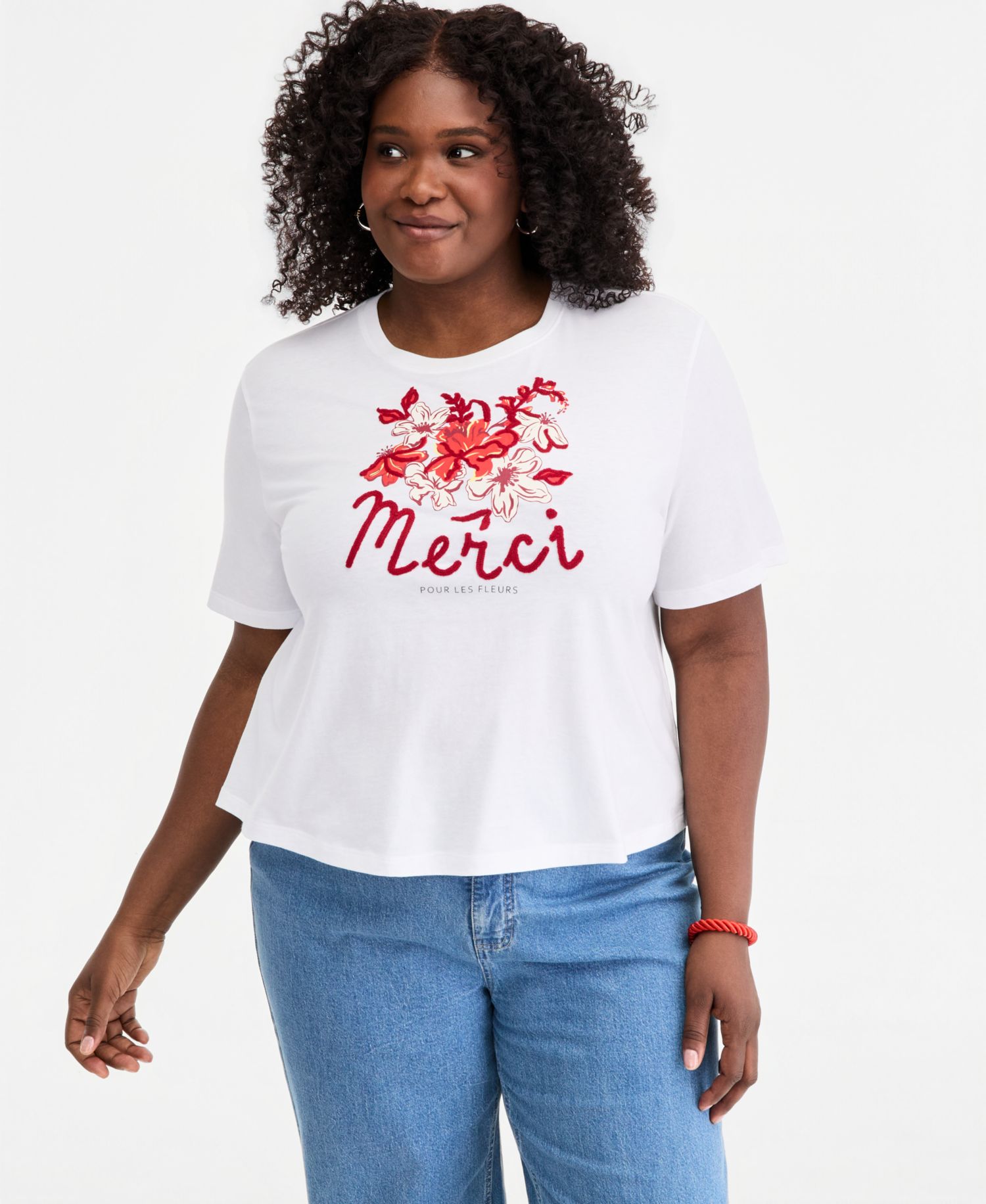 Trendy Plus Size Merci Embroidered Graphic Top