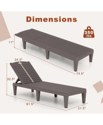 Set of 2 Outdoor Chaise Lounge Chairs with 4-Position Back