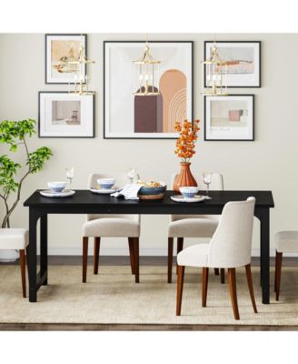 63-Inch Dining Table for 4-6, Industrial Rectangular Kitchen Table, Modern Wooden Dinner Tables with Sturdy Metal Legs