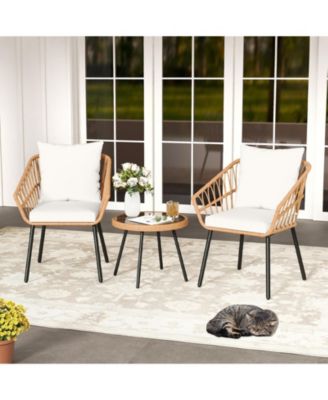 Outdoor 3-Piece Bistro Set with Sturdy Metal Frame