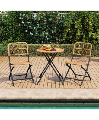 Compact 3 Piece Patio Bistro Set with Round Table and Chairs