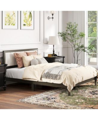 Queen Bed Frame with Headboard, Platform Bed Frame Charcoal