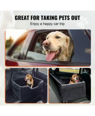 Dog Car Booster Seat w/ Storage Pocket & Safety Leash, Sponge Fill, Dog Car Bed for Medium/Large Dogs up to 55 lb, Black