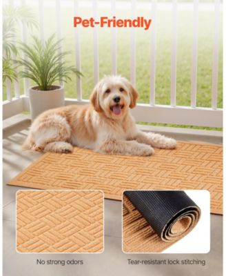 Beige Door Mat, 29.5 x 17.7 in Low-Profile Doormat w/ Non-Slip Rubber Backing, Absorbent Dirt-Trapping Entry Mat for Porch/Patio