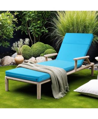 72 x 21 x 4 in Chaise Lounge Cushion Set of 2, Waterproof Fade-Resistant Outdoor Sun Lounger Cushions with Ties, Teal