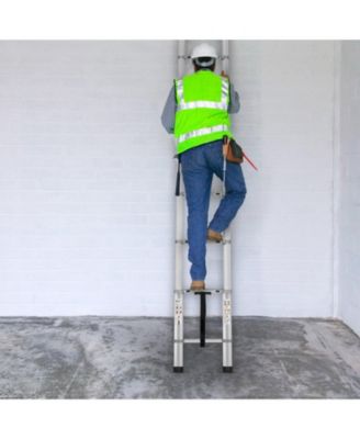 15 ft Telescoping Ladder, Aluminum Multi-Button Retraction Extension Ladder, 400 lb Capacity, Non-Slip Feet, ANSI Listed