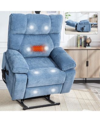 Heat Massage Dual Motor Infinite Position Up to 350 LBS Large Electric Power Lift Recliners with Hidden Cup Holders