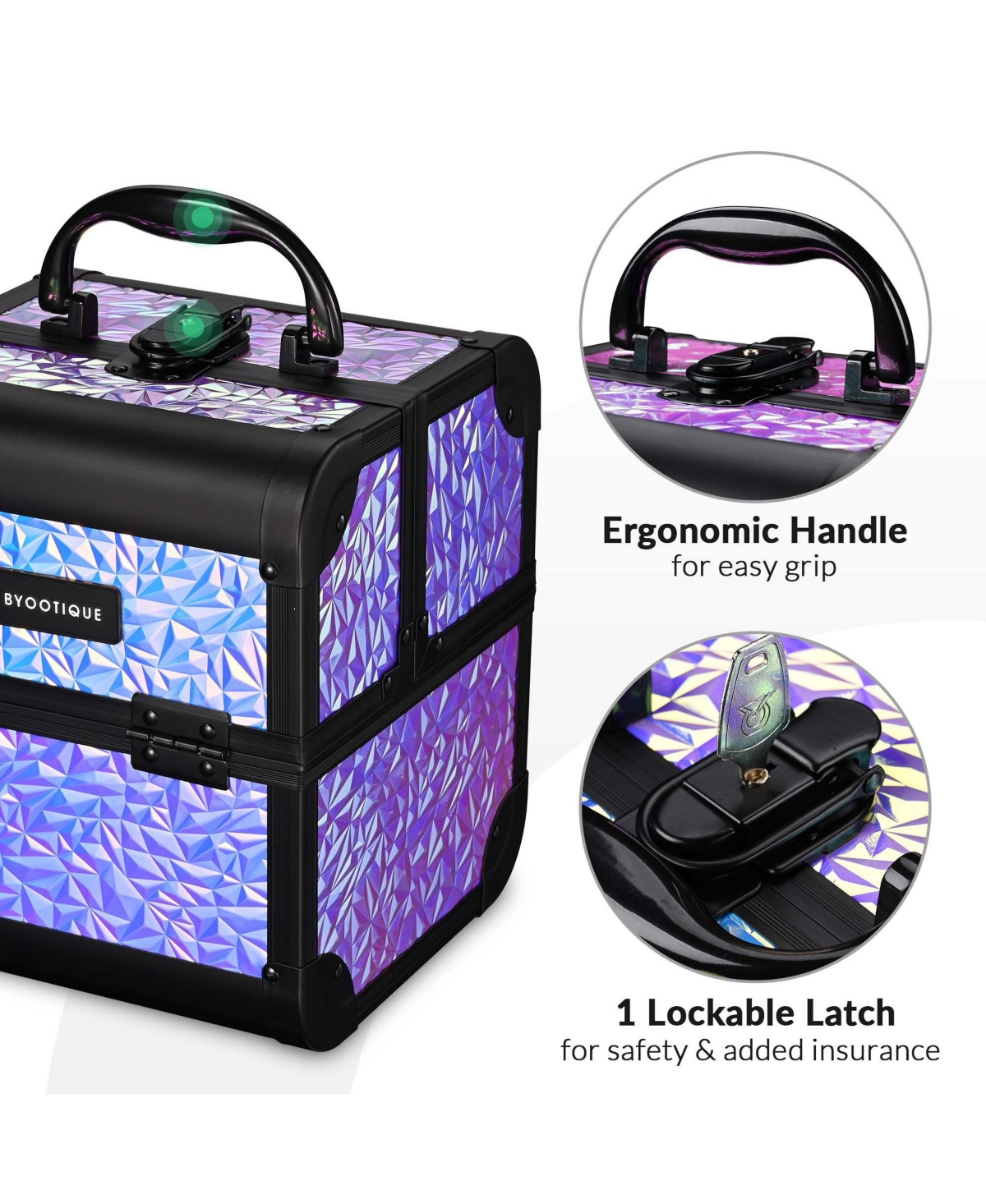 Byootique Makeup Train Case Kit with Cube Case Cosmetic Organizer Mermaid Purple