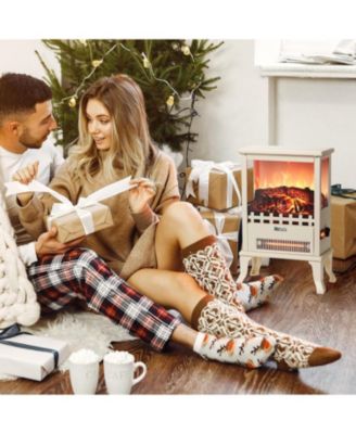 17" 1500W Infrared Electric Fireplace Stove, 3-Sided View, Realistic Flame, Overheat Protection, Portable Heater for Small Spaces