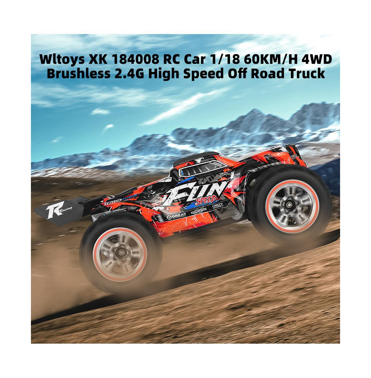 Bruce & Shark 1:18 Scale 37 Mph High-Speed Rc Truck with 4WD Brushless Motor, Alloy Frame & Oil Shock for Off-Road